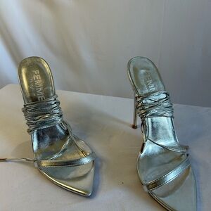Stunning Silver Heels with Strappy Design